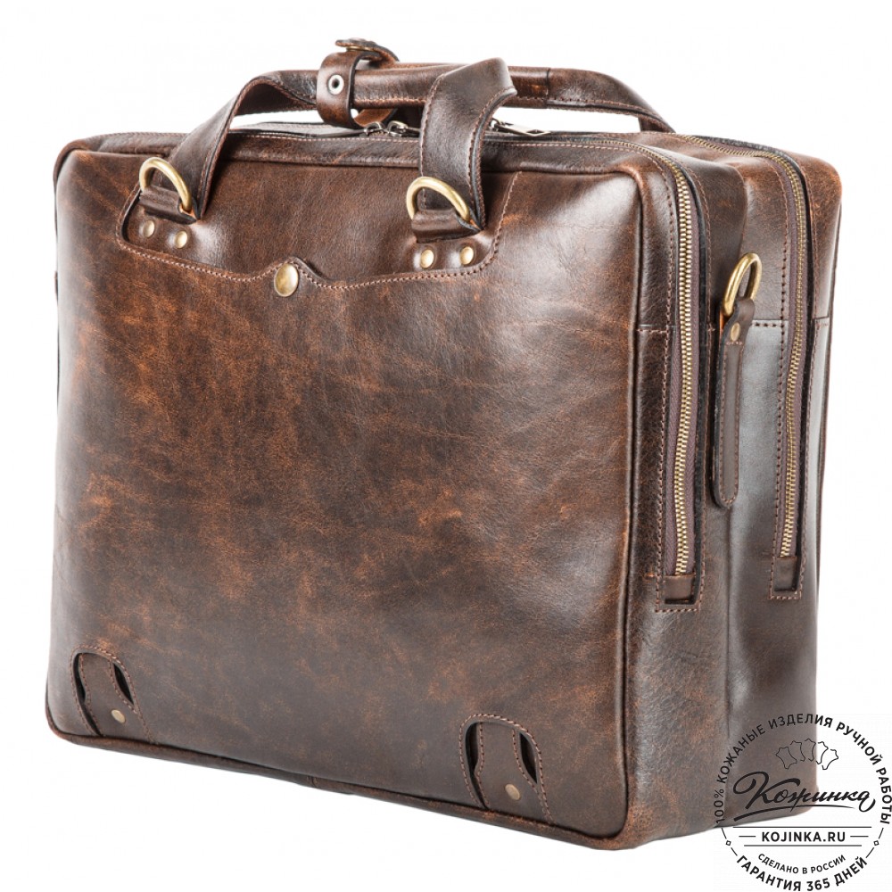 Кожаная мужская сумка-рюкзак "Генри" (коричневый эксклюзив)